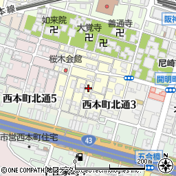 兵庫県尼崎市東桜木町86周辺の地図