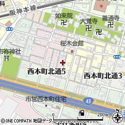 兵庫県尼崎市西桜木町52周辺の地図