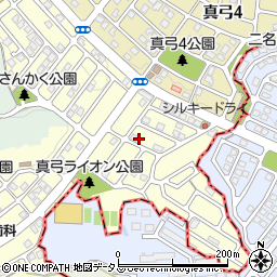 奈良県生駒市真弓南周辺の地図