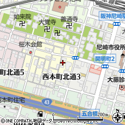 兵庫県尼崎市東桜木町141-1周辺の地図