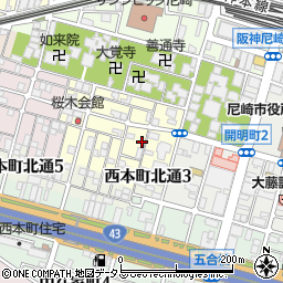 兵庫県尼崎市東桜木町110周辺の地図