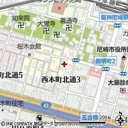 兵庫県尼崎市東桜木町141-2周辺の地図