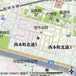 兵庫県尼崎市東桜木町55周辺の地図