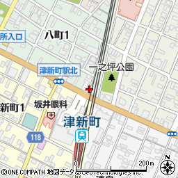 元祖 とり金 津新町総本店周辺の地図