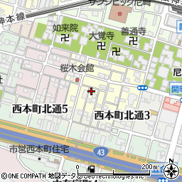兵庫県尼崎市東桜木町74周辺の地図