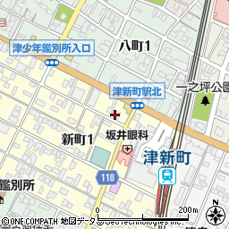 三十三銀行津新町支店 ＡＴＭ周辺の地図
