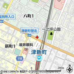 リパーク津新町駅前駐車場周辺の地図