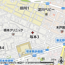 大阪府大阪市淀川区塚本3丁目10周辺の地図