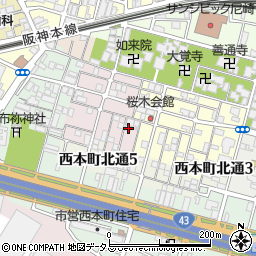 兵庫県尼崎市西桜木町58-1周辺の地図
