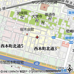 兵庫県尼崎市東桜木町周辺の地図
