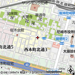 兵庫県尼崎市東桜木町143周辺の地図