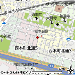 兵庫県尼崎市西桜木町49周辺の地図