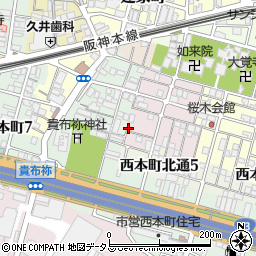 兵庫県尼崎市西桜木町84-2周辺の地図