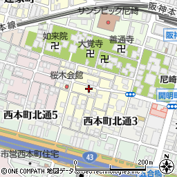 兵庫県尼崎市東桜木町44周辺の地図