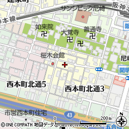 兵庫県尼崎市東桜木町43周辺の地図