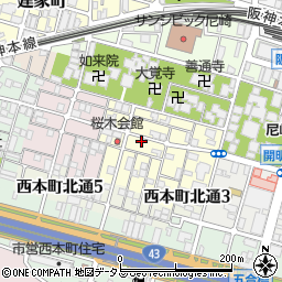 兵庫県尼崎市東桜木町42周辺の地図