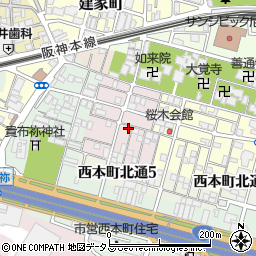 兵庫県尼崎市西桜木町45-2周辺の地図