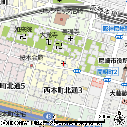 兵庫県尼崎市東桜木町102周辺の地図