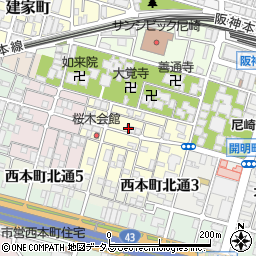 兵庫県尼崎市東桜木町34周辺の地図