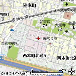 兵庫県尼崎市西桜木町25-7周辺の地図