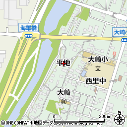 愛知県豊橋市大崎町平地周辺の地図