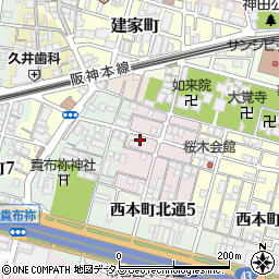 兵庫県尼崎市西桜木町23-1周辺の地図