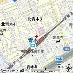 ファミリーマート阪神青木駅前店周辺の地図