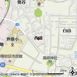 愛知県豊橋市西高師町西浦周辺の地図