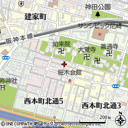 兵庫県尼崎市西桜木町1-7周辺の地図