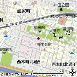 兵庫県尼崎市西桜木町1-10周辺の地図