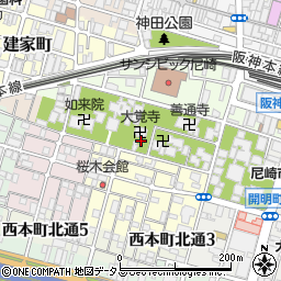 兵庫県尼崎市寺町周辺の地図