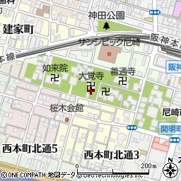 兵庫県尼崎市寺町周辺の地図