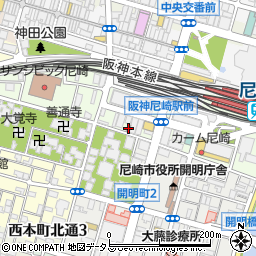 阪神尼崎駅前郵便局周辺の地図