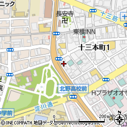 大阪府大阪市淀川区十三本町1丁目18-12周辺の地図