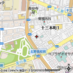 大阪府大阪市淀川区十三本町1丁目18-21周辺の地図