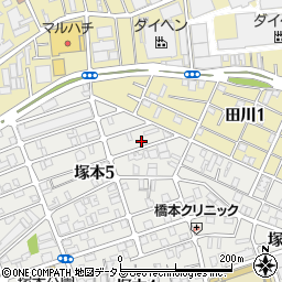 大阪府大阪市淀川区塚本5丁目8周辺の地図