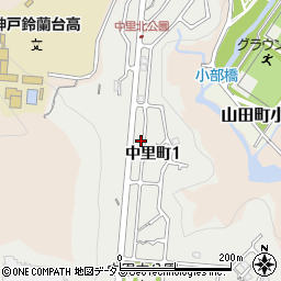 兵庫県神戸市北区中里町周辺の地図