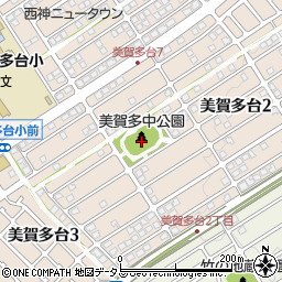 兵庫県神戸市西区美賀多台2丁目22周辺の地図