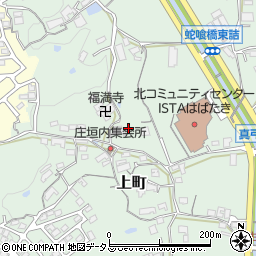 奈良県生駒市上町周辺の地図