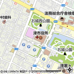 津市役所議会　事務局議員会派控室津和会周辺の地図