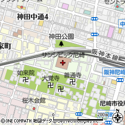 尼崎市中央体育館周辺の地図