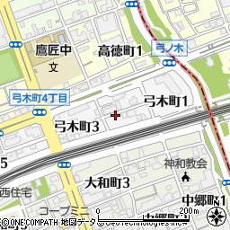 兵庫県神戸市灘区弓木町2丁目周辺の地図