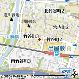 兵庫県尼崎市竹谷町3丁目118周辺の地図