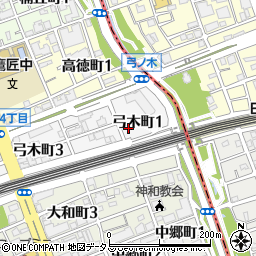 兵庫県神戸市灘区弓木町1丁目周辺の地図