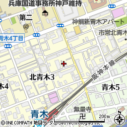 兵庫県神戸市東灘区北青木周辺の地図