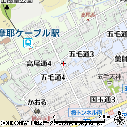 兵庫県神戸市灘区五毛通3丁目周辺の地図