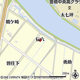 愛知県豊橋市船渡町伝六周辺の地図