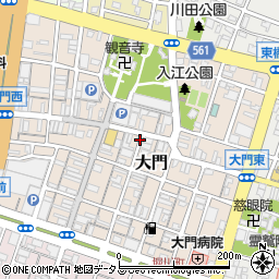 三重県津市大門周辺の地図