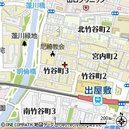 兵庫県尼崎市竹谷町3丁目周辺の地図