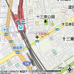セブンイレブン大阪十三東２丁目店周辺の地図